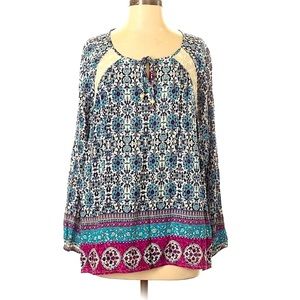 Umgee Blue purple paisley long sleeve women’s blouse size L
